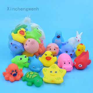 Xinchengwenh 13Pcs Baby Bath Toys Squeaky Rubber Animal Floating Water Kids Toy Kids