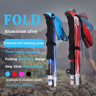 Aluminum Alloy fold Walking Sticks Climbing stick for tourism and hiking Old man Crutches hiking