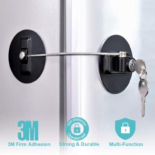 Refrigerator Lock Fridge Lock with Keys Rustproof Freezer Lock Heavy-duty Aircraft Cable Strong Adhe