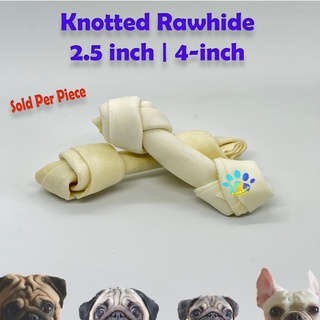 Knotted Rawhide Chew Bones for Dogs Rawhide Knot Nibble Treats Training Reward | SOLD PER PIECE