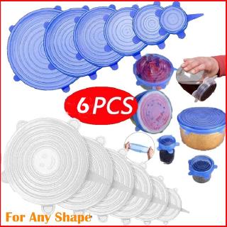 6 Pcs Silicone Stretch Lids Reusable Flexible Food Cover & Bowl Cover