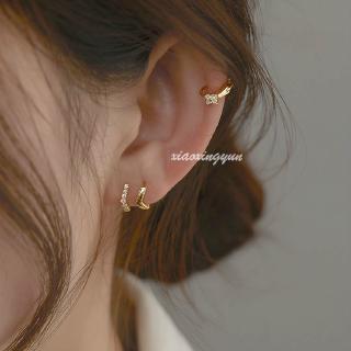 14K Gold-plated Mini Zircon Hoop Earrings Huggie Piercing Earings Cubic Zirconia Cartilage Earring Stud