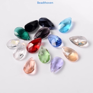 Beadthoven 10pcs Faceted teardrop Glass Pendants Mixed Color 16x9x6mm Hole: 1mm for Jewelry Necklace Making fashion