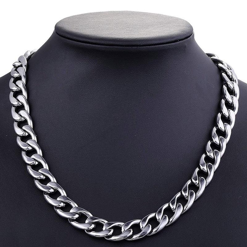 Men's Summer Cuban Chain Necklace Men Link Curb Chain Gift Jewelry Stainless Steel Bracelet (1)