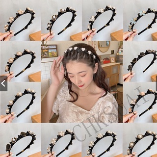 Korean Fashion Elegant Flower Pearl Headband Bangs Braided Hair Band (1)