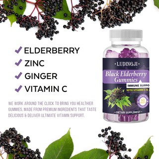 Black Elderberry Health Gummies · Improve immunity with Vitamin C & Zinc Health Supplement 60 sweets (4)