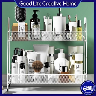 COD Tabletop Metal Shelf Cosmetics Storage Rack bathroom Kitchen Spice Rack Desktop storage rack (1)