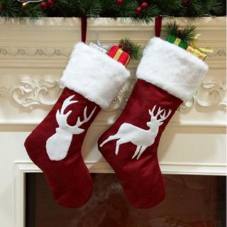 Christmas Stockings Gifts Cloth Santa Elk Socks Xmas Gift Bag Christmas Decoration【bluesky1990】