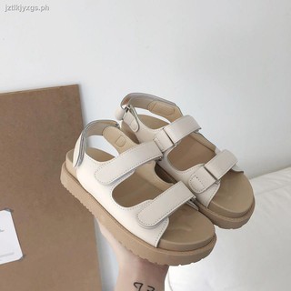 ▧┅Sandals female fairy style ins2021 summer new Japanese flat-bottomed student wild sponge cake super-moving and height-increasing women s shoes