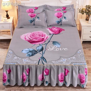 Bedspread Cover Thick Twill Sanded Bed Skirt Three-Piece Set
