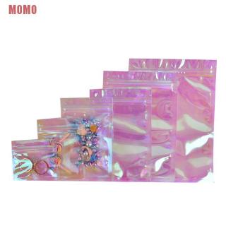 MOMO 100Pcs Iridescent Zip lock Bags Cosmetic Plastic Laser Holographic Zipper B Wq (2)