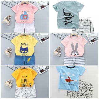 Baby Kids Korean Casual Summer Cotton Fashion Clothes Set Terno Boys Girls Cartoon Design