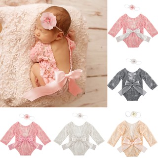 2pcs/set Newborn Baby Girl Romper + Headband Photography Props Outfits Infant Photo Props