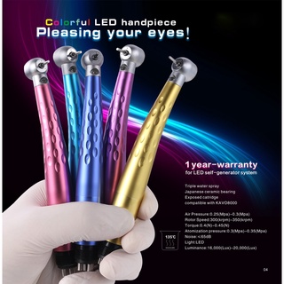 Colorful Push Button 2 Hole or 4 Holes led Turbine High Speed Dental Handpiece with ceramic bearing rotor