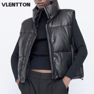 New Autumn Winter Women Black Sleeveless Faux Leather Jacket Casual Zipper Solid Coat Female Warm