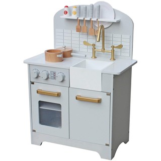 Elegant Grey and Gold Wooden Kitchen Play Set