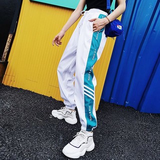 Women Jogger Harem pants Harajuku Men Loose Trousers Sweatpants Couple Hip-hop Wide-leg Sport Pants Punk Stripe