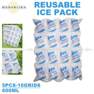 Maharlika AIB-600ML 5 PCS 16grids Reusable Ice Pack Gel Refrigerant Automatic Water Absorption