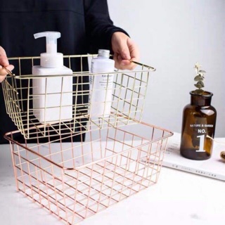 Home Iron Art Wire Wrought Storage Basket Household Desktop Metal Organizer Holder Bathroom Kitchen (1)