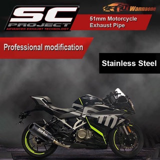 Exhaust & Emissions﹊✶✗51mm SC Project Canister Motorcycle Stainless Steel Exhaust Moto Muffler For Y