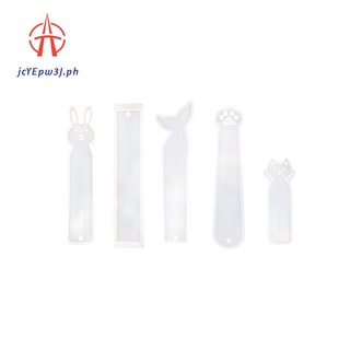 5 Pack Silicone Bookmark Mold DIY Bookmark Casting Mould Making Epoxy Resin Jewelry DIY Craft Silicone Transparent Mold Mermaid Cat Claw Cat Rabbit Blank