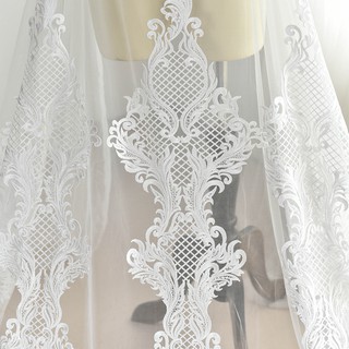 ™Off white embroidered wedding lace fabric polyester lace fabric bridal lace