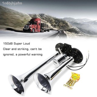 ◈☼★ Dual Trumpet Electric Horn Loud Chrome Air Speaker Kit 150dB 12V/24V Universal for Train Truck