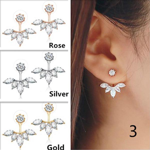 SKISS 1 Pair Women Korean Cute Crystal Flower Shaped Earings (7)