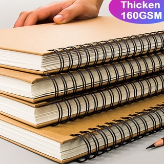 【Ready Stock】❄✑note book kraft paper notepad☈Art Sketchbook School supply notebooks Thick 160GSM Spi