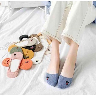 Set Of 10 Korean Ankle Sock Smile Embroidery Sock For Women