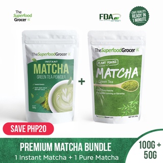The Superfood Grocer Pure Matcha (50g) and Premium Instant Matcha Bundle (100g)
