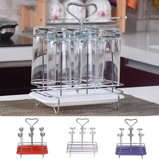 Water Glass Mug Coffee Cup Drain Holder Drying Rack Stand Shelf with Square Shape Tray