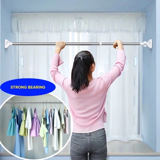 Curtain Support Rod Stainless Steel Punch-free telescopic rod Adjustable Length shower curtain rod (1)