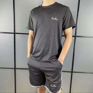 2 in 1 Organic Men Sports Active T-Shirt with Shorts Quick Dry