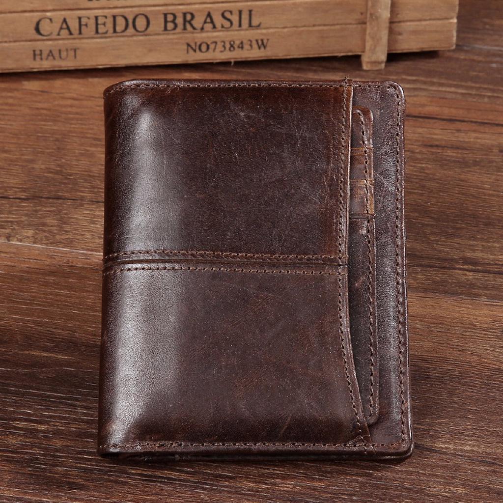 Mens Genuine Leather Short Purse Fold Wallet Cards Holder (1)