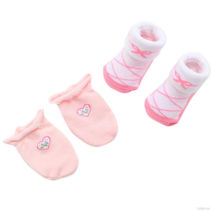 2PCS/Set Baby Printed High Tube Cotton Socks+ Printed Anti-grab Gloves (7)
