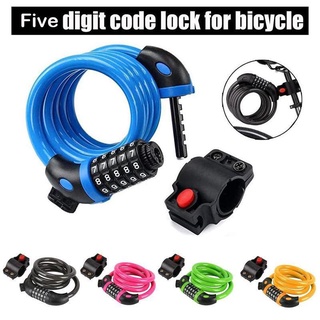 Locks♕◙Bike Chain Lock Bicycle Motorcycle Lock 5-digit Code Lock Spiral Cable Password Lock Digital