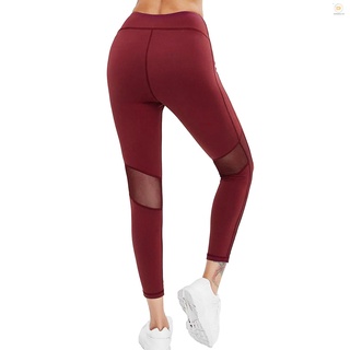 FUTO Women's Mesh Yoga Pants Breathable High Waist Yoga Leggings Tummy Control Yoga Stretch Workout