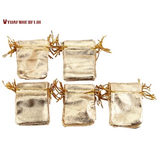 50pcs/lot Gold Foil Organza Bag Candy Gift Bags Wedding Party Favor Pouch Christmas Decoration Packaging Bags 7x9cm