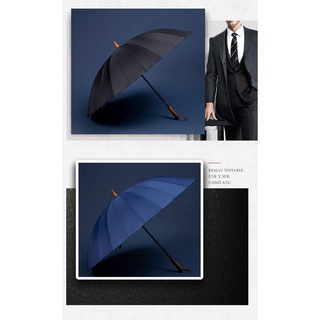 24K Wooden Long Handle Big Golf Umbrella Strong Rain Windproof Glassfiber Umbrellas (9)