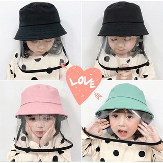 Kids Anti Spitting Protective Cap (Can Remove) Children's Protective Hat With Soft Plastic Face Cover Face Shield Kids Bucket Sun Cap