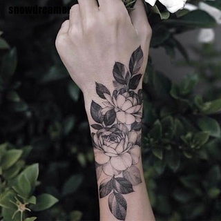 Smph Temporary Tattoo Sheet Black Rose Flower Floral Sticker Sexy Body Art Tattoo Aiment
