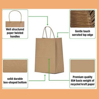 Brown Kraft Paper Bag Plain Hand bag Gift Bag Paperbag with Twine Handle