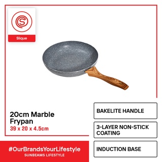 SLIQUE Marble Fry Pan 20cm Premium Multi Layer Non-Stick Marble Coating | Induction Base