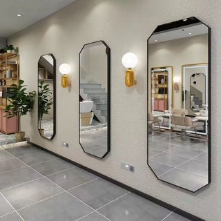 vanity mirror Hairdresser's Mirror wall mirror Platform Barber's Mirror Hair Salon's Special Net Red Tide Led with Light Hanging on the Wall Haircut Mirror Wall Hanging (9)