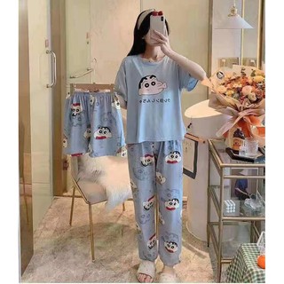 Korean 3in1 pajama short women homewear plus size sleepwear