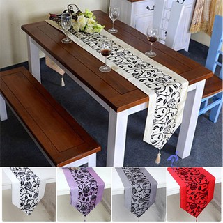 GY Table Runner Cloth Floral Printed Taffeta Retro Decorative Wedding Bed Table Linen Decoration @SG