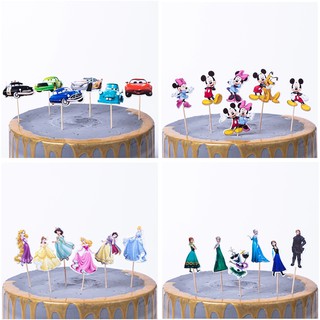 24Pcs/pack Decorate Birthday Party Cake Topper With Stick Kids Favors Sofia Frozen Princess Theme