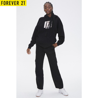 Forever 21 Women's Denim Cargo Pants (Black)