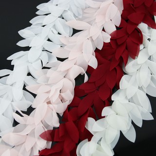 【Ready Stock】✆卐2 Yards/roll 11cm Chiffon Leaf-shaped Flower Ribbon Family Hand-made DIY Dress Girl H